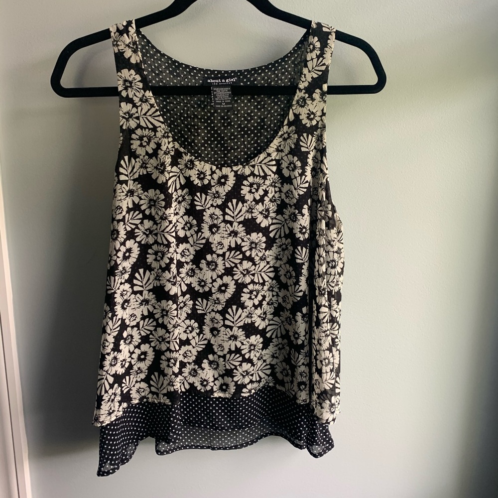 Flower and Polka Dot Double Layered Tank Top.